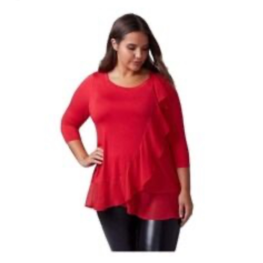Ruby Ribbon Red Ruffle Blouse - Size Large - Picture 7 of 11